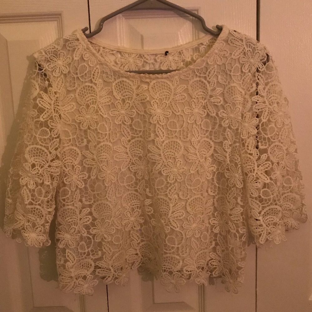 White lace crop top